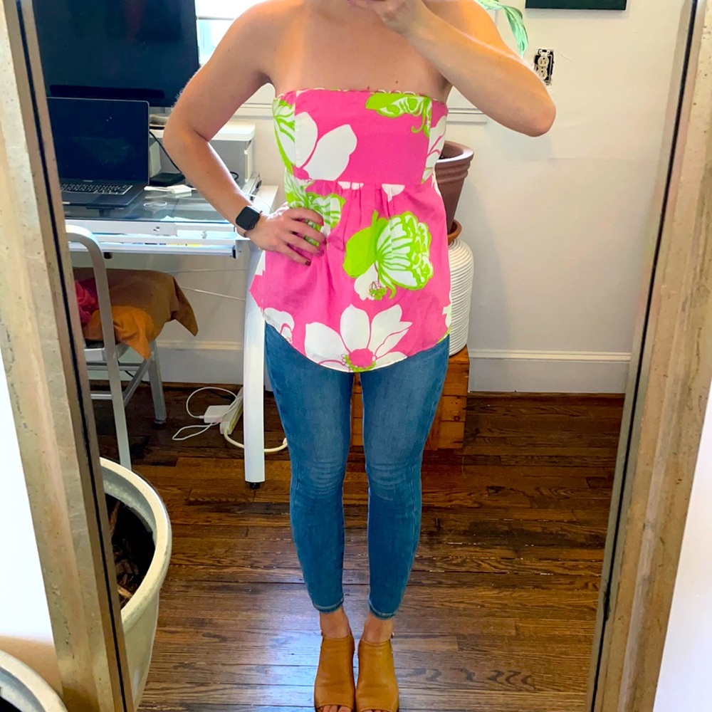 Lilly Pullitzer bright floral strapless top